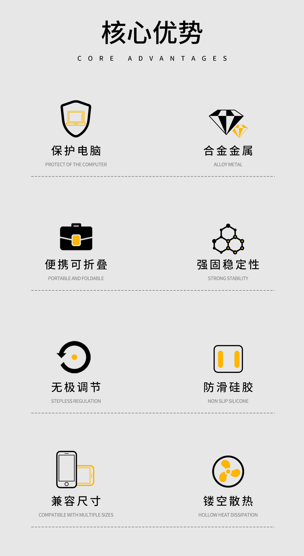 LS168标准电脑支架笔记本增高散热悬浮升降折叠双层桌面增高支架详情2