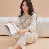 New Chinese-style pajamas for women in spring, summer and autumn, featuring soft silk button-up three-quarter sleeves and long pants, sweet American-style home wear sets details Picture