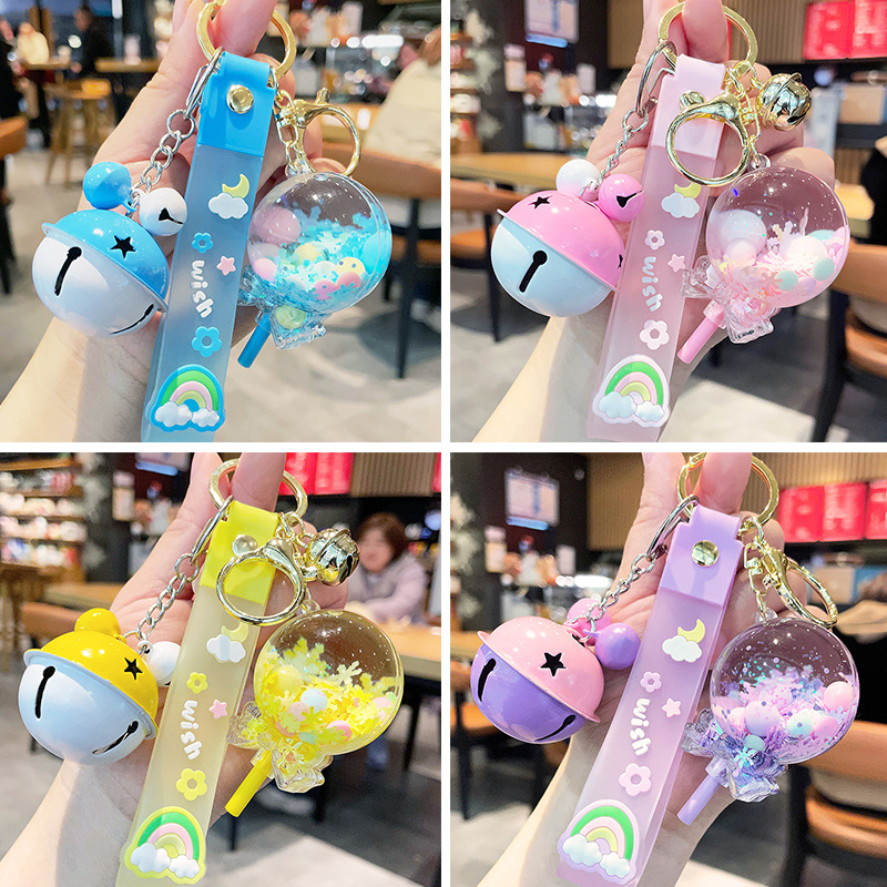Flowing sand in oil, floating lollipop keychain, girls' small pendant, children's schoolbag, cute key chain decoration Specification image