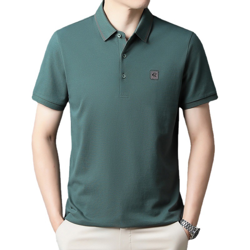 Amazon Men's short-sleeved Polo shirt 2023 Summer New style Striped business casual mercerized cotton lapel T-shirt for men Item Picture