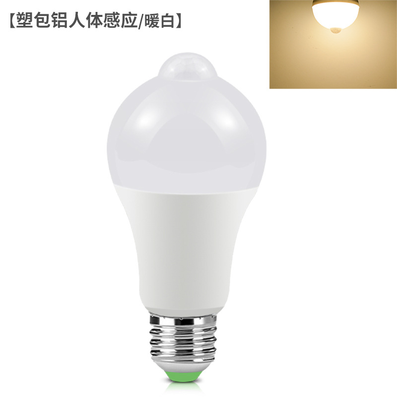 In-stock led bulbs, corridor and corridor human body sensor bulbs, plastic-coated aluminum infrared sensor E27 bulbs Item Picture