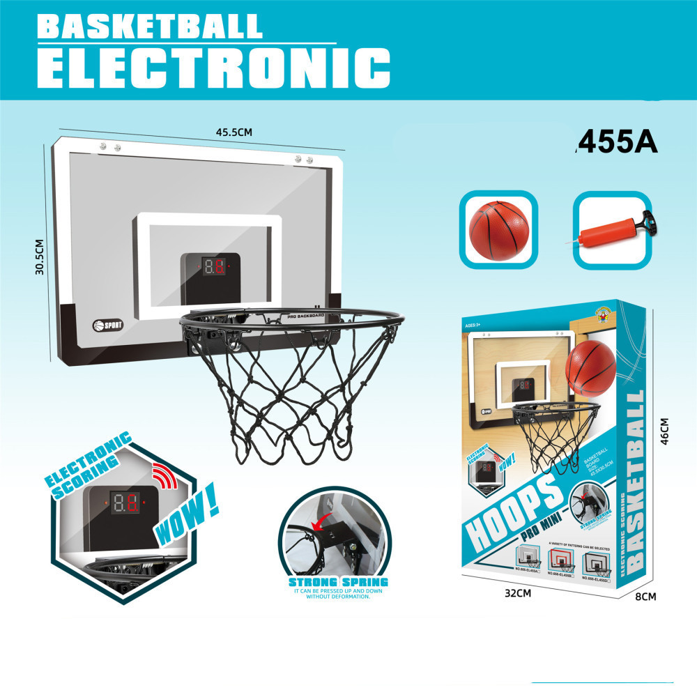 跨境计分仿真透明可扣篮球板投篮玩具宝宝室内免打孔挂式篮球框