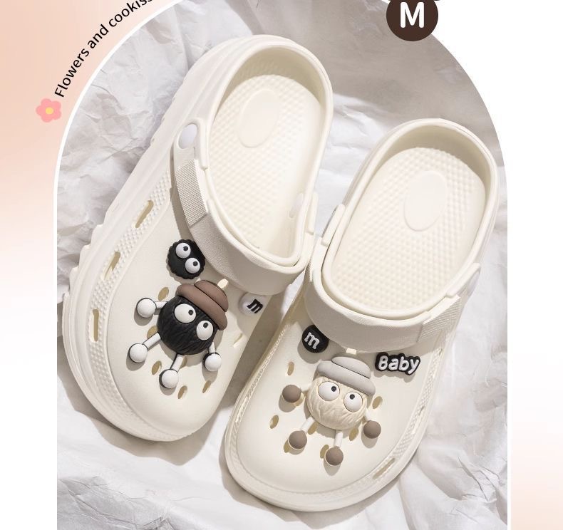 New Crocs for women, summer outerwear, anti-slip thick-soled couple beach one-piece cool slippers with a feeling of stepping on poop, men eva pic 3