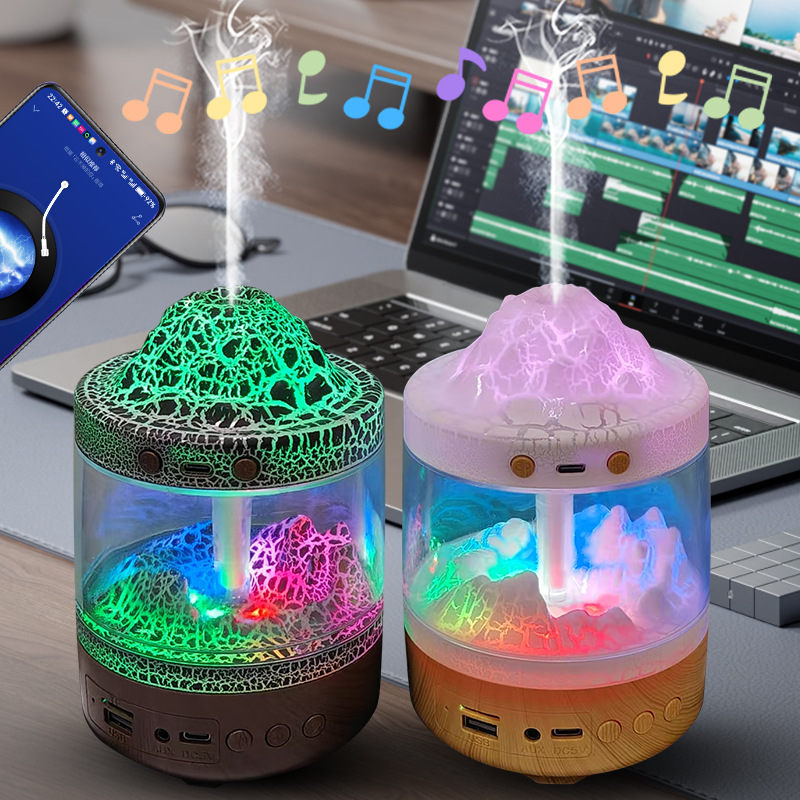 The new cracked wood grain Bluetooth audio humidifier and aroma diffuser is a portable home and office aroma diffuser humidifier details Picture