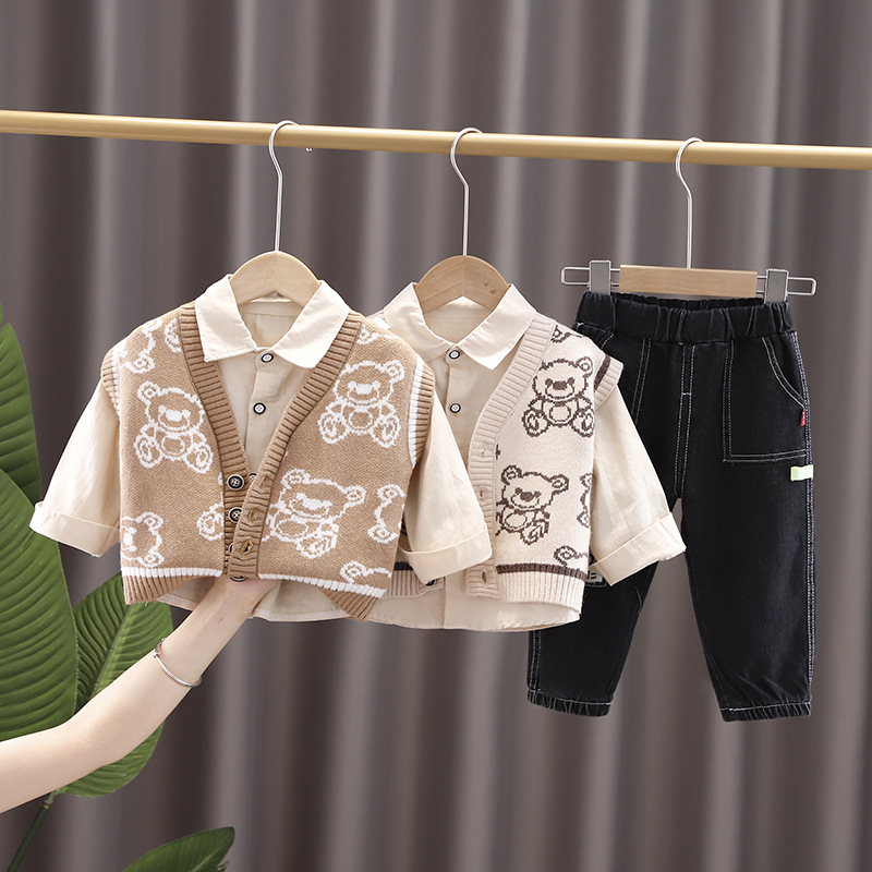 Children's set, boys' autumn wear, stylish 2022 New vest baby Spring and Autumn three-piece set, trendy baby clothing Application Scenario