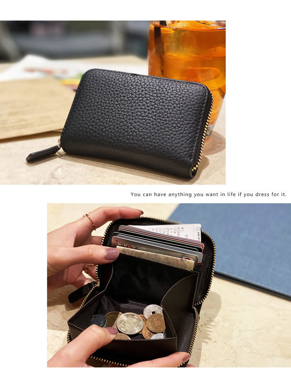 日式真皮拉链/时尚风琴卡位/日亚荔枝纹牛产品图