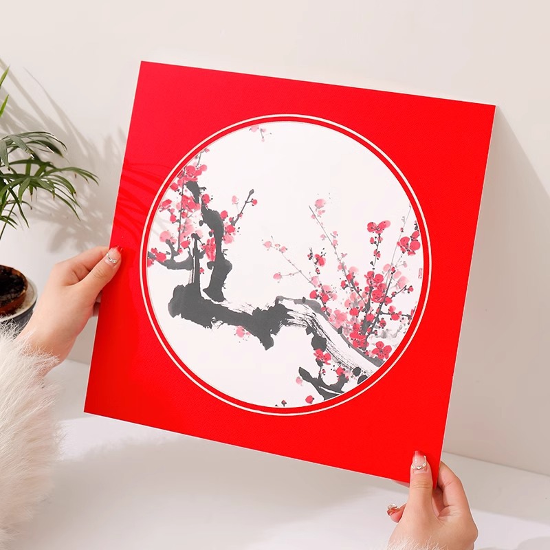 新中式国风画装裱卡纸画框 国潮儿童画山水墨画简易纸相框剪纸装裱框