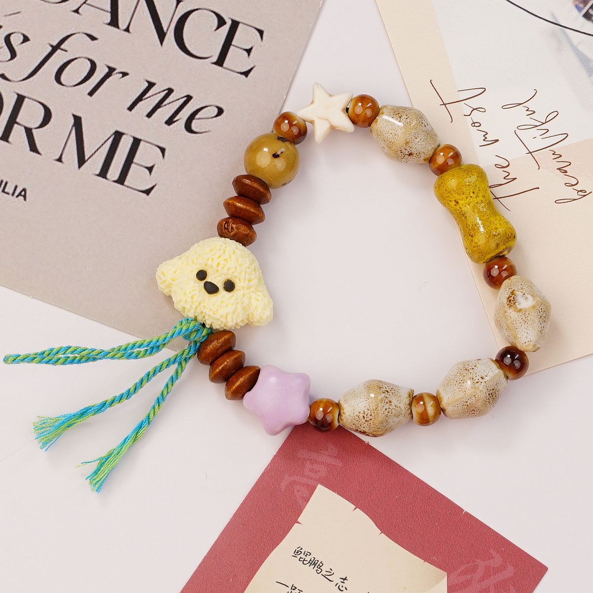 Jingdezhen original ceramic bracelet, cartoon teddy dog, cute summer best friend bracelet, live-streaming stall, wholesale supply Item Picture