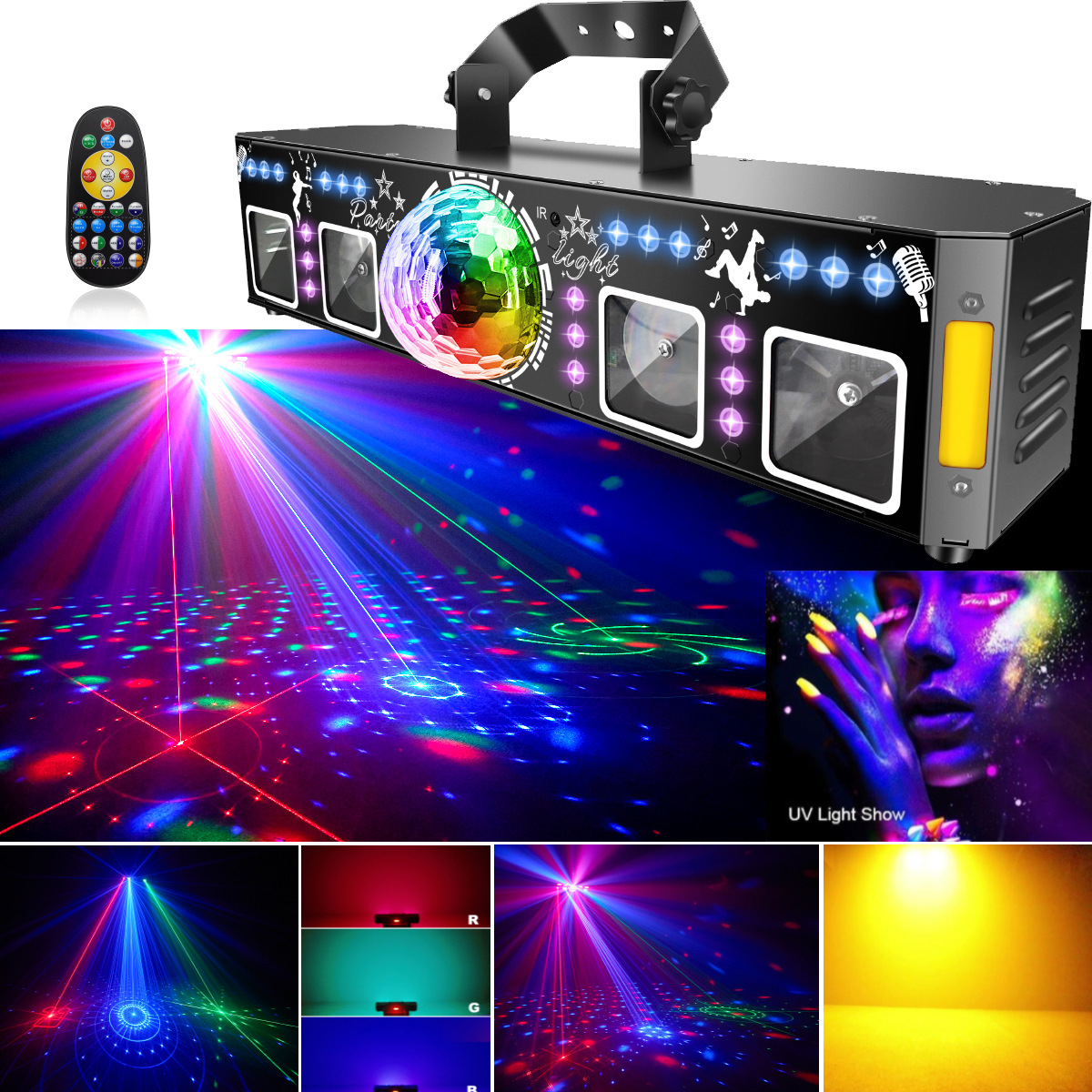 The 2025 new laser stage light 6-in-1 laser beam pattern for ktv, bar, private room, nightclub, dance party and home Specification drawing