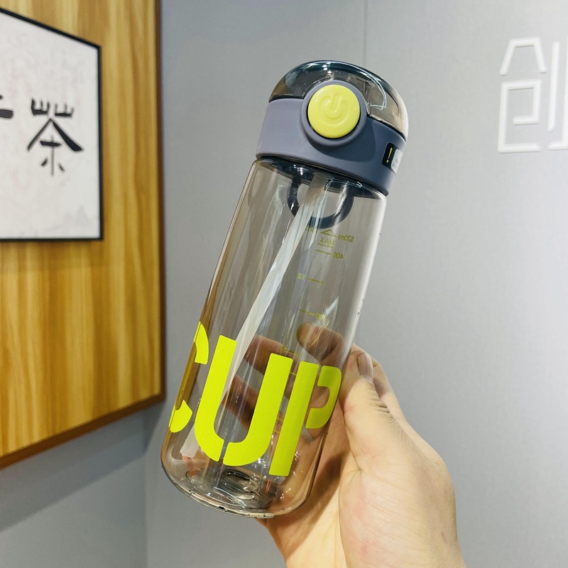 New water cup, large-capacity straw, plastic cup, anti-drop, heat-resistant, portable tea cup for outdoor sports of male and female students details Picture
