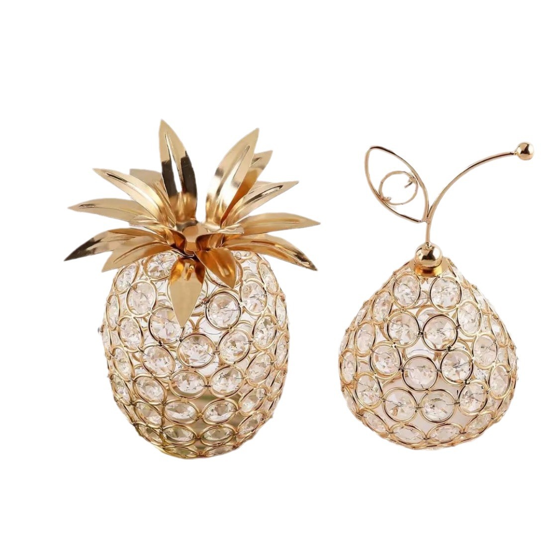 Hot-selling crystal fruit ornaments, creative apple and pineapple candlesticks, home decoration, the source factory of light luxury Nordic style Item Picture