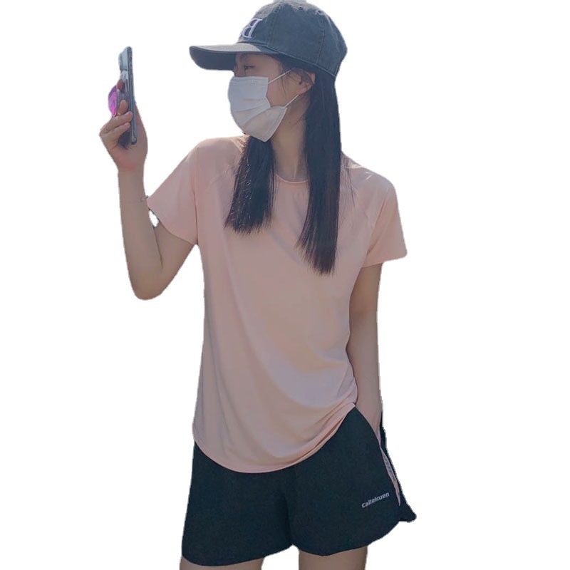 Genuino Cailekuen desnudo sentido de las mujeres traje deportivo verano yoga ropa running casual transpirable speed-dry traje Item Picture