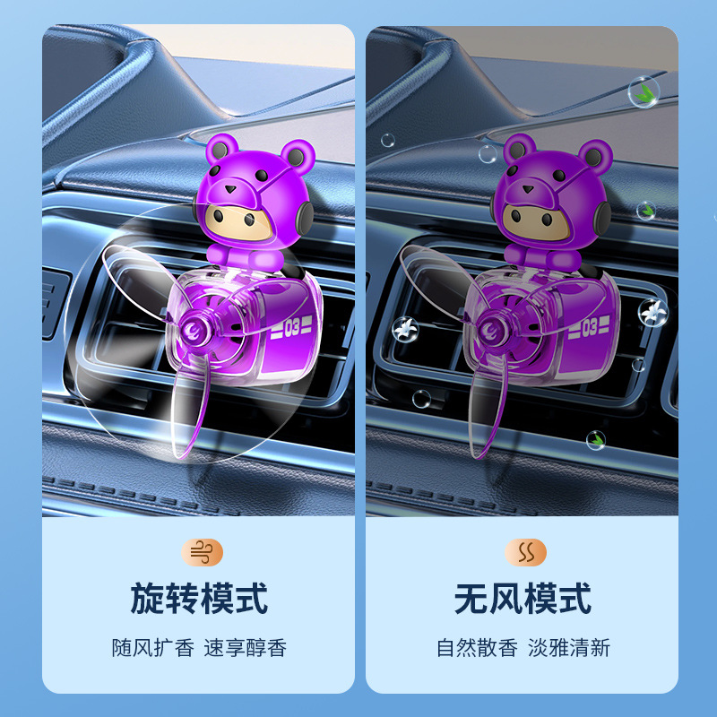 Car aromatherapy perfume, cute bear, car air conditioning outlet fan, airplane car ornaments, car fragrance, men's national trend Specification image