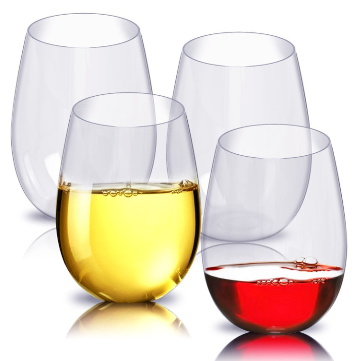 Transparent plastic wine glasses