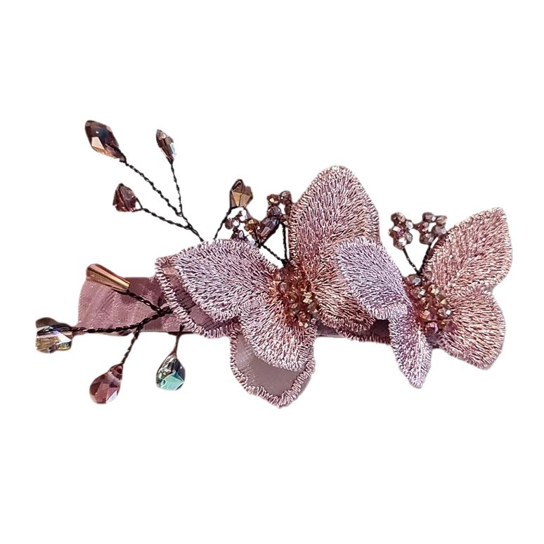 Romantic purple imitation crystal butterfly hair clips, high-end horizontal clips, straight clips, back of the head spring clips, top clips, hair clips and headwear Item Picture