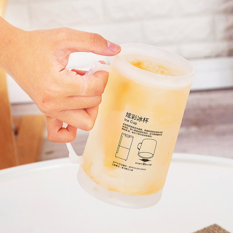 Household Double Plastic Cold Drink Cup Summer Creative Color Ice Cup Physical Cooling Beer Cup Refrigerator Frozen Use details Picture