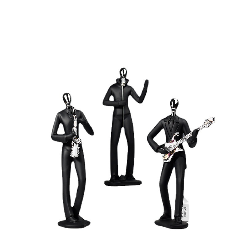 Nordic minimalist singer black character set Home living room entrance hall TV cabinet wine cabinet resin decoration set Item Picture