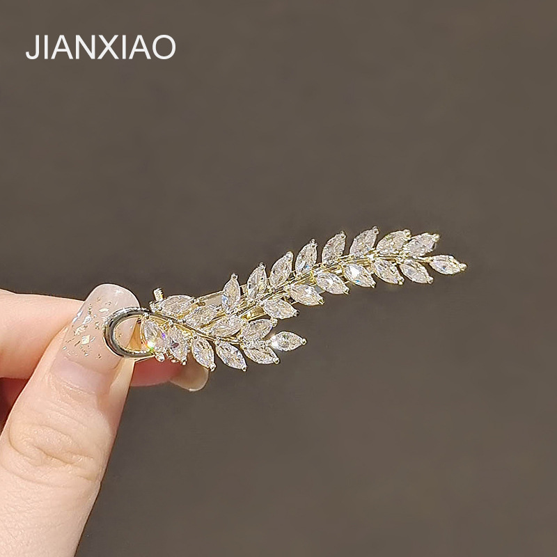 简晓韩国精致高档鸭嘴夹侧边刘海时尚发夹甜美水晶卡发头夹子发饰