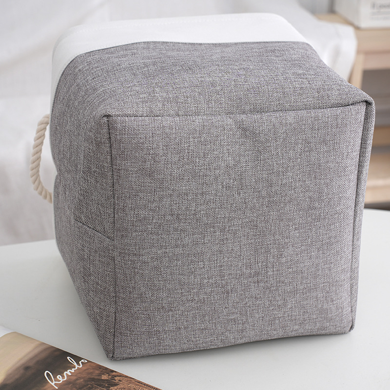 Nordic Patchwork Linen Organizer Basket Large Capacity Square Bedroom Living Room Clothing Organizer Basket Specification drawing
