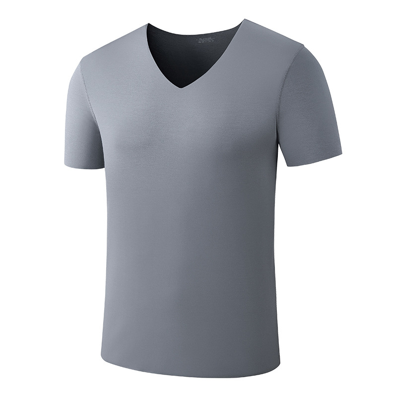 80 double-sided Modal Spring/Summer men's short-sleeved T-shirts, thin, seamless solid color, suitable for wearing as a base layer, in stock Item Picture