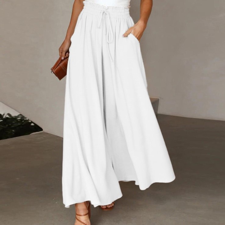 Europe And The United States Cross-Border Summer New Women's Wide Leg Trousers Elastic Belt Wide Leg High Waist Long Culottes Female Spot Specification drawing