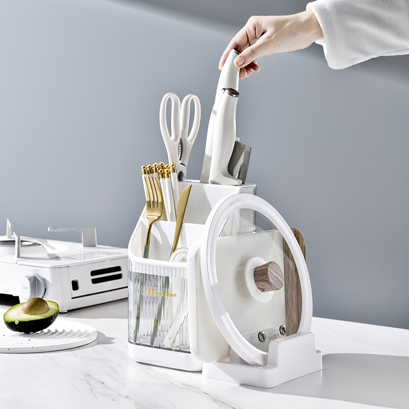 Multi-functional kitchen storage rack, chopstick holder, countertop, cutting board rack, knife storage rack, pot lid rack, cutting board rack 筷笼 details Picture