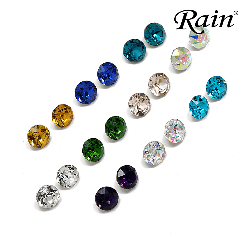 Factory wholesale of shiny round glass pointed-bottom nail drills, diy jewelry, bags, accessories and other items Specification image