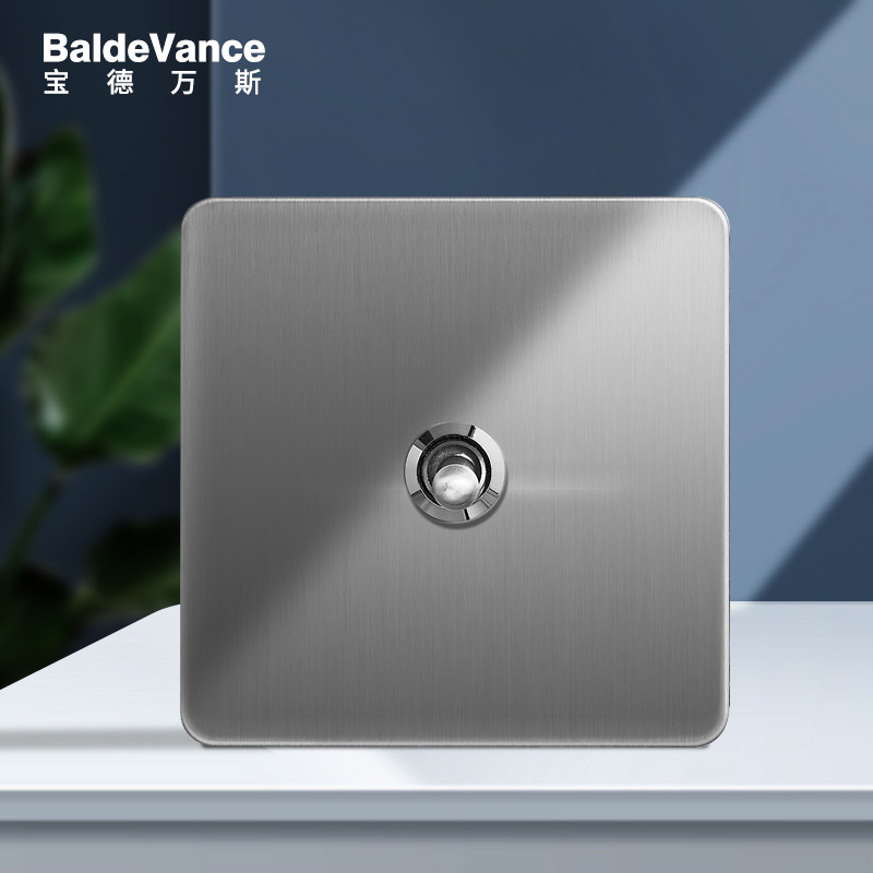 Industrial-style stainless steel brushed panel, 86-type wall power five-hole socket, retro one-on dual-control lever switch Application Scenario