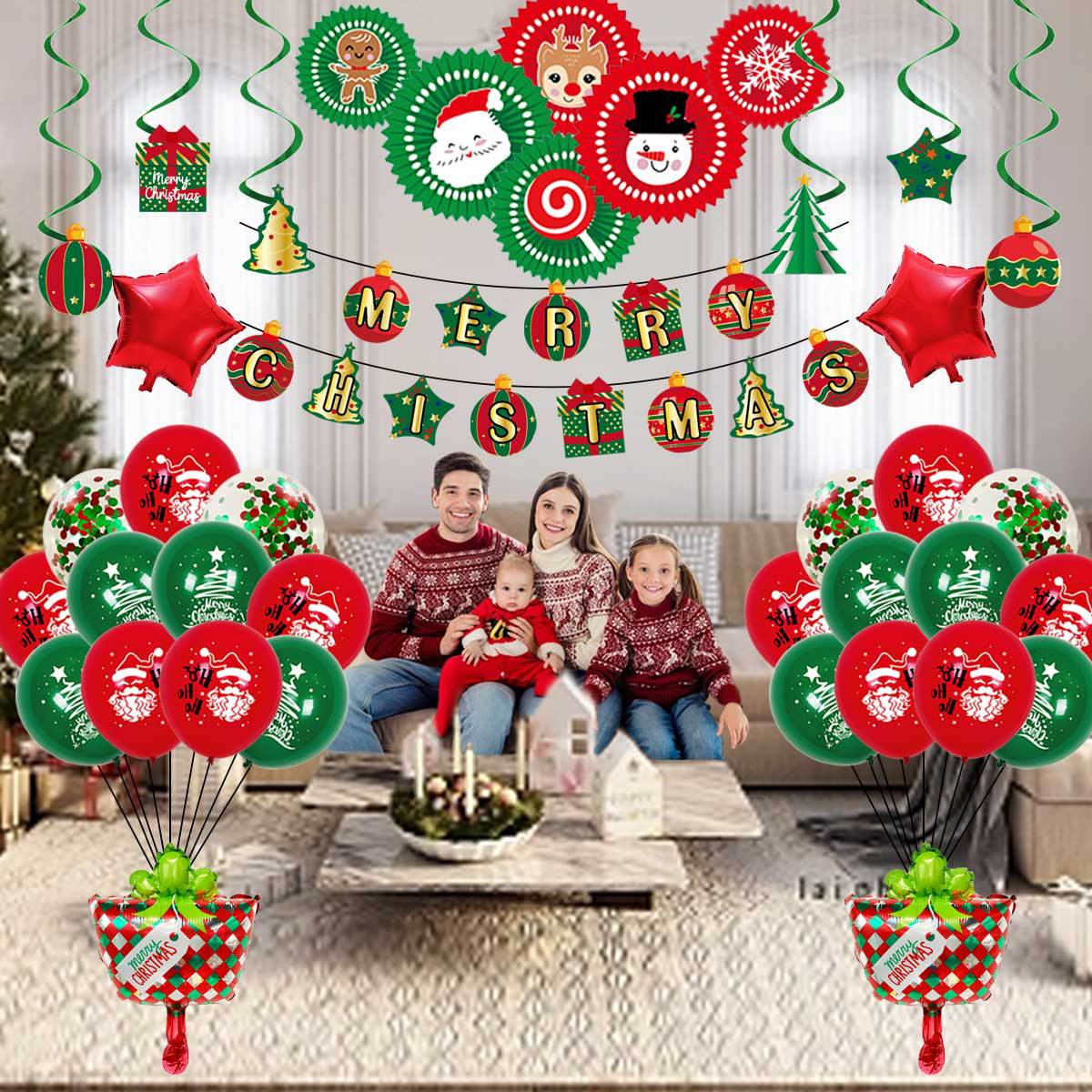 2023圣诞节派对装饰MerryChristmas拉旗10寸乳胶印花圣诞气球