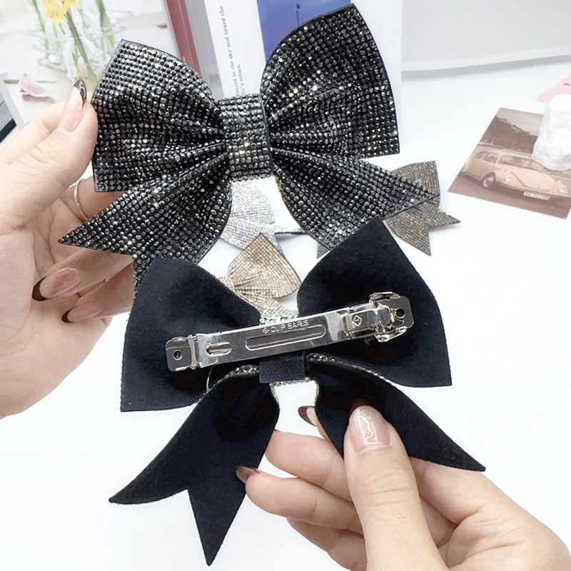 Diamond-encrusted hair clips, women's bow, side, high-end, exquisite hair clips, large hair volume, high back of the head, top of the skull Specification image
