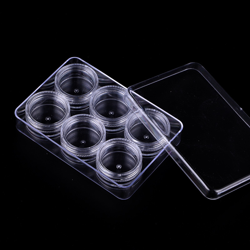 圆瓶6个套装密封塑料透明圆瓶首饰隐形美瞳整理盒面霜乳液圆瓶0772