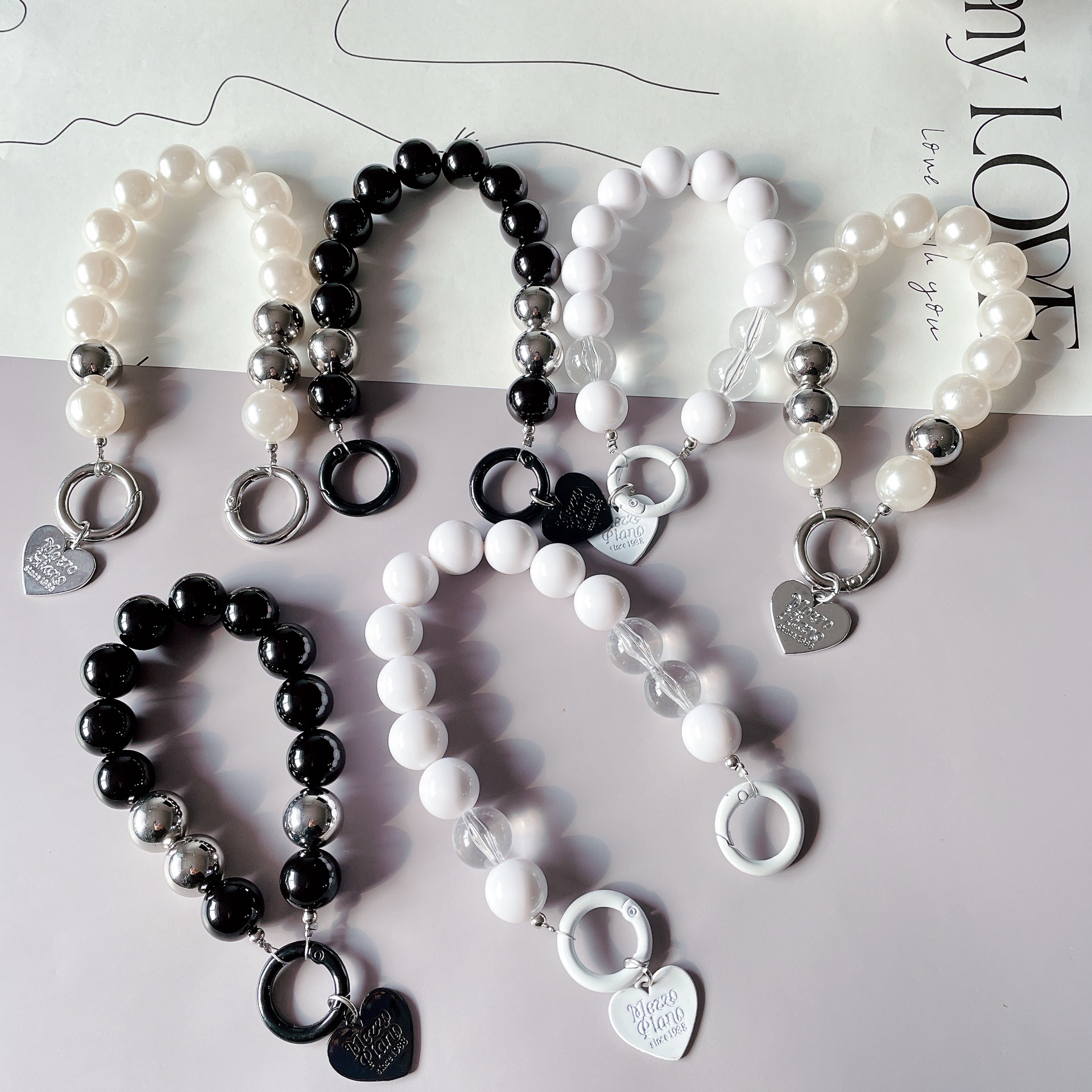Love Pearl Pendant Diy Mobile Phone Case Chain Luggage Extended Chain Accessories Hanging Ornaments Anti-Fall Hand Chain Bag