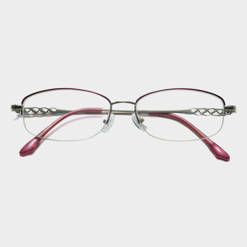 New anti-blue light reading glasses for women, fashionable half-frame reading glasses, comfortable metal reading glasses