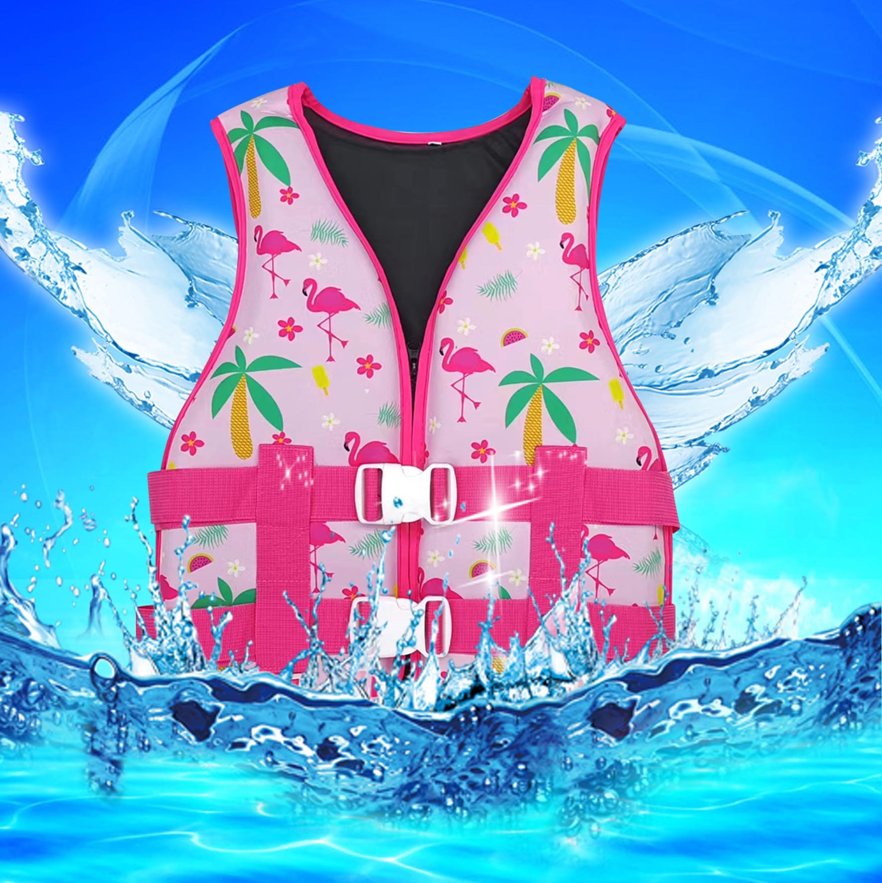 New High-End Children's Digital Printed Diving Material Convenient Inflation-Free Crotch Belt Elastic Buckle Water Park Rafting Swimming Outdoor Sports details Picture