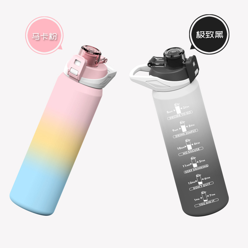YMJ-2118 Rubber-coated hand-held colorful Gradient Sports Water Cup 1000ML Specification image