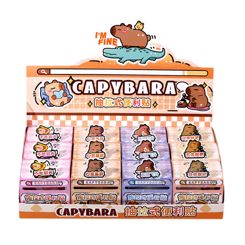 Capibara sticker pull-out sticky Notes, student creative new Capybara name stickers, stationery sticker box set Application Scenario