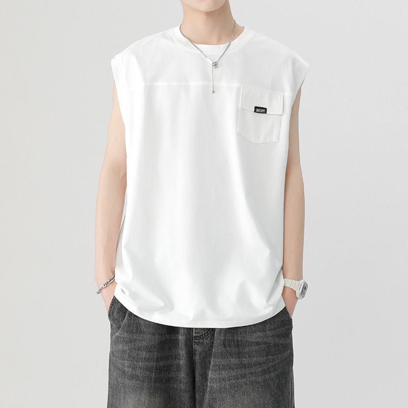 Summer solid-color vest for men 2023 new style loose casual waistcoat, thin ice silk sleeveless T-shirt for men Application Scenario