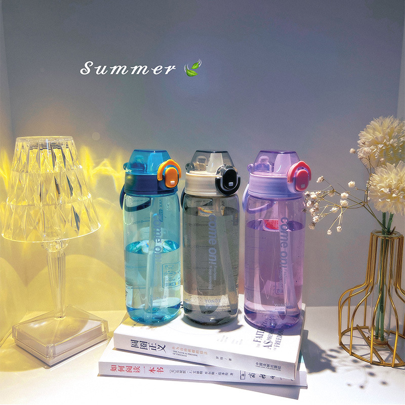 Yongxuan water cups, summer outdoor sports water cups, student pop-up cap cups, silicone spout plastic cups, portable hand-held cups details Picture