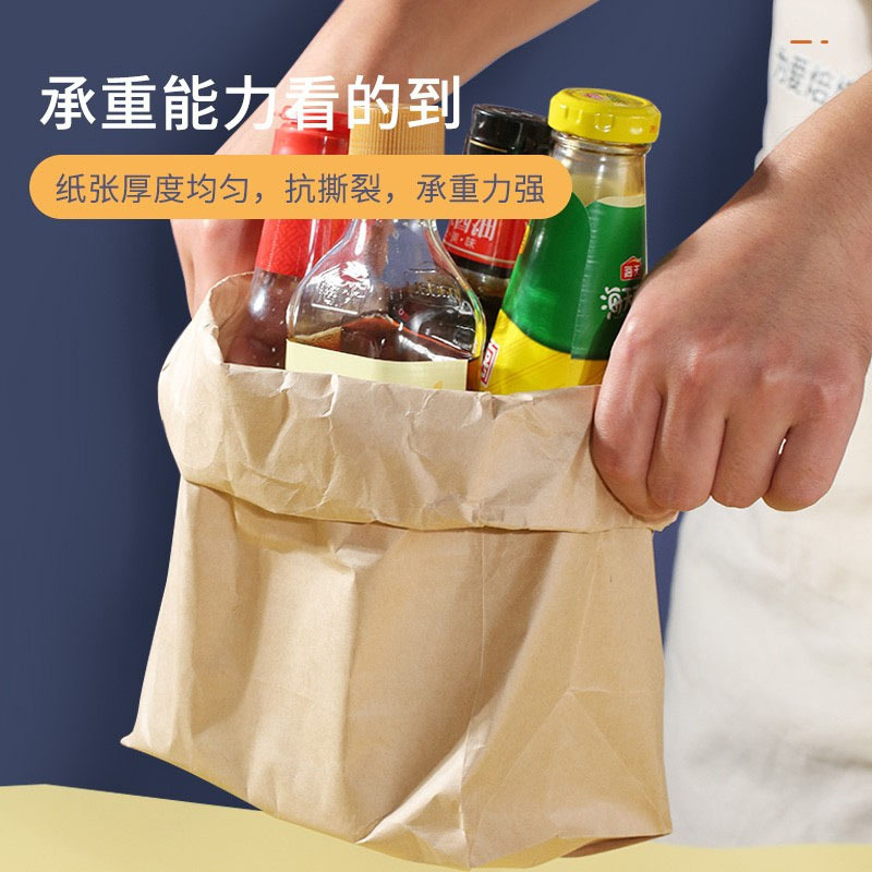 Wholesale of in-stock kraft paper bags, square bottom bags, baked food coated oil-proof, snack takeout storage and packaging paper bags Application Scenario