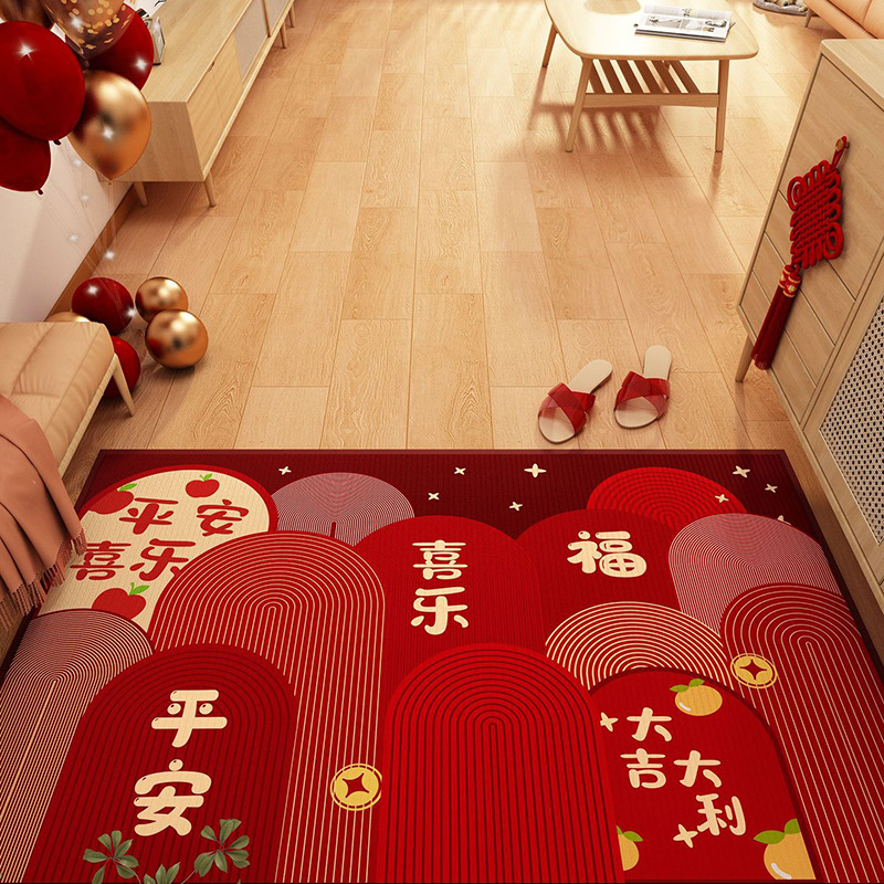 地垫入户门耐脏水晶绒脚垫新中式门口地垫高级感家用玄关防滑脚垫