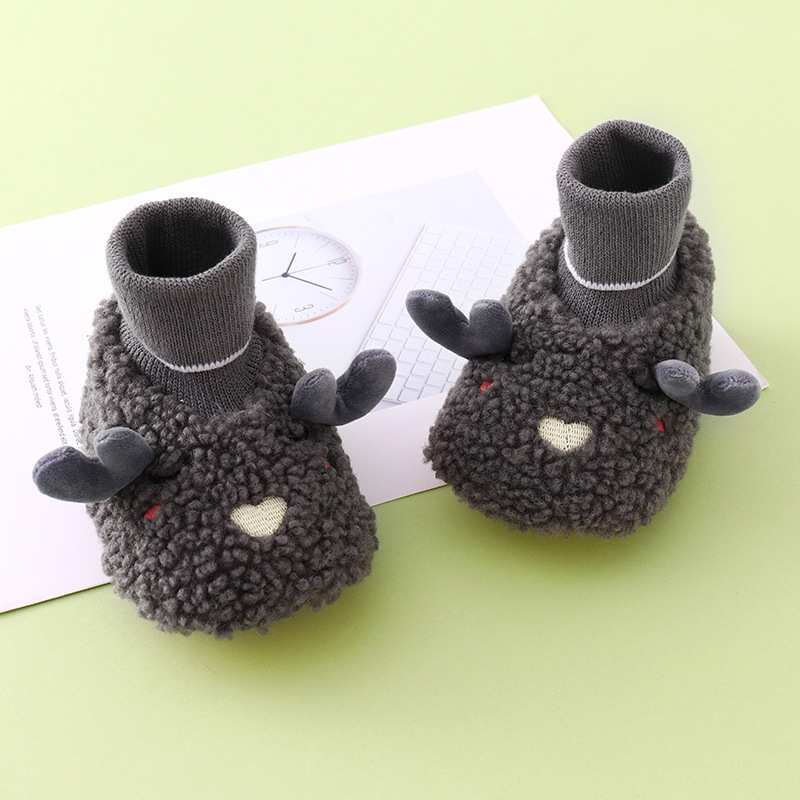 Autumn and winter baby's pre-walk shoes for boys and girls, soft-soled warm socks and shoes for infants and toddlers, 0-6-12 months old Specification image