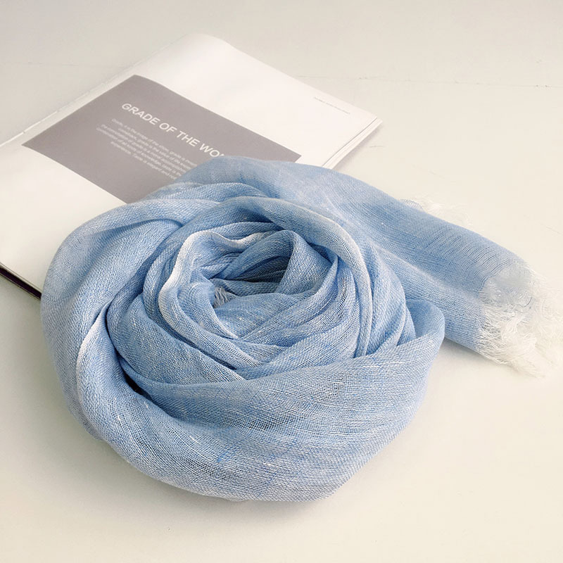 Japanese Imitation Linen Gray Linen Scarf Dual Purpose Long Shawl Beach Silk Scarf Female Every Literary Fresh Spring And Summer New Products details Picture