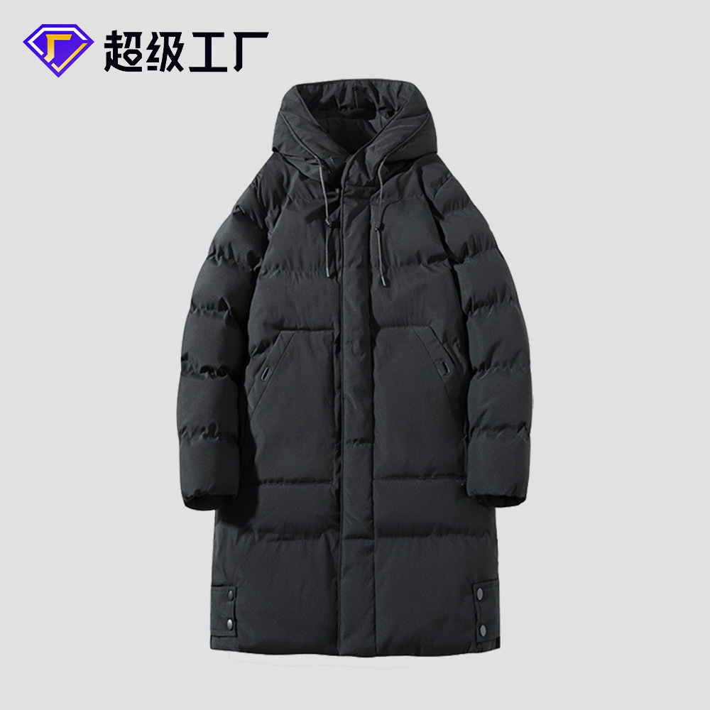 Cross-border custom-made mid-length cotton-padded jacket for men, winter new style loose hooded cotton-padded jacket, thickened down cotton-padded jacket for men