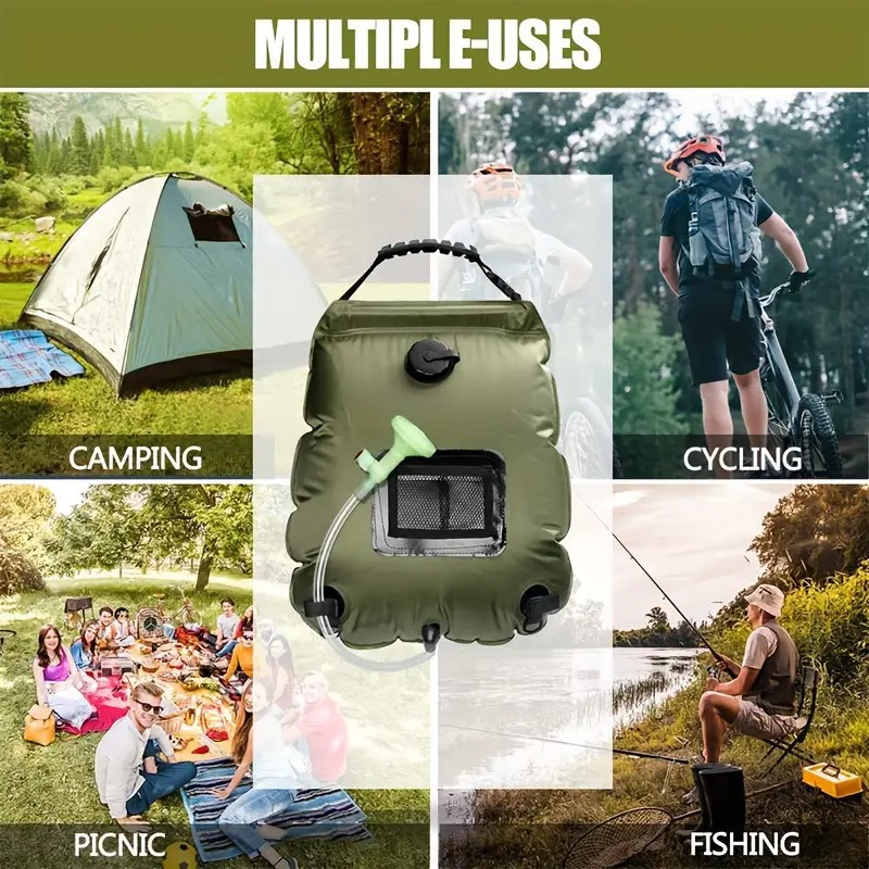 Outdoor camping bath bag, foldable solar hot water bag, 20L portable water storage bag for outdoor bathing and cooling Specification image