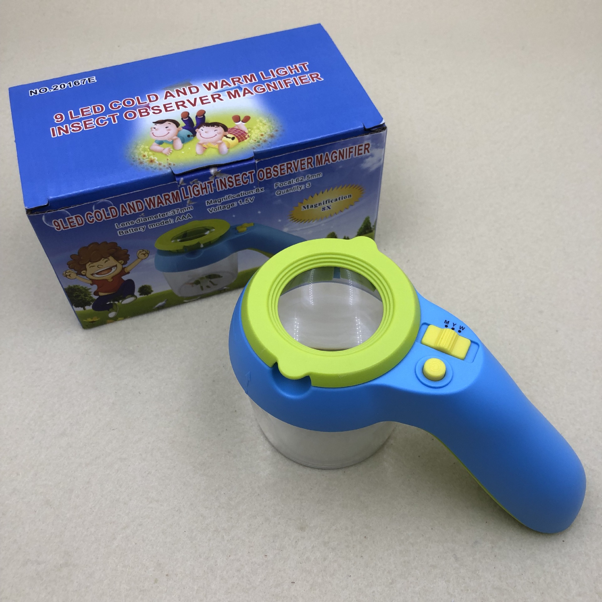 Children's outdoor insect magnifying glass with LED light storage and observation box, fun classroom teaching, kindergarten gift