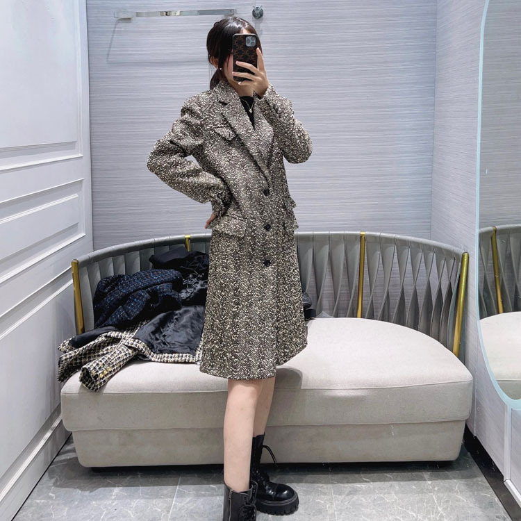 AW33026 herd-patterned tweed suit coat, retro and elegant, long and thick straight coat, high-end private for women in autumn and winter Application Scenario
