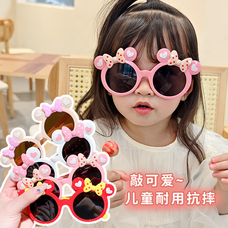 儿童眼镜2023新款小女孩时尚米妮遮阳眼镜墨镜女童防紫外线太阳镜1