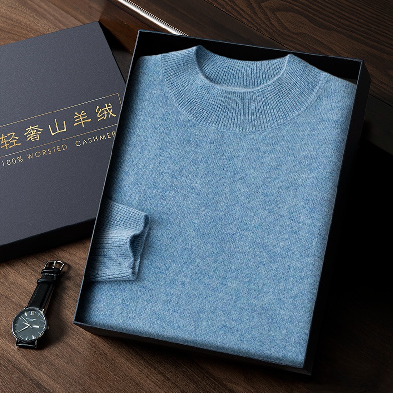 "Flawless!" Autumn and winter semi-high-neck men's cashmere sweater, one-piece ready-to-wear, versatile sweater, knitted sweater, cashmere Specification image
