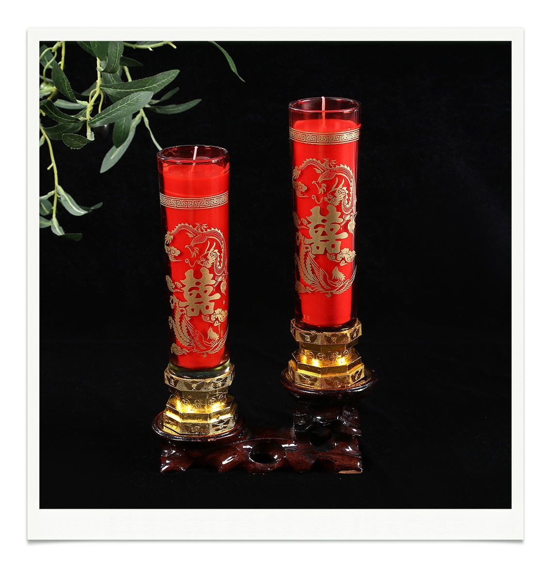 洞房花烛中式龙凤喜烛 结婚无烟防风喜字蜡烛 蜡烛装饰婚庆用品白底实物图
