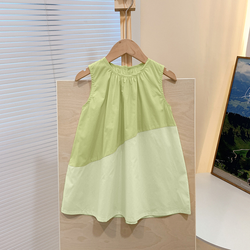 Children's Skirt Sweet Girl 2024 New Color Matching Dress Sleeveless Loose Foreign Style Children's Summer Clothes Application Scenario
